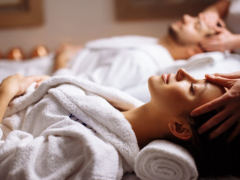 woman getting a facial at spa